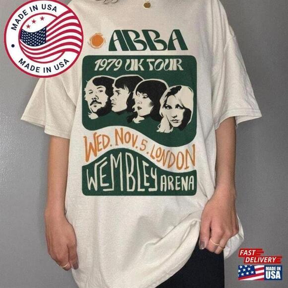Retro ABBA The Tour 1979 UK Concert Disco Fan T-Shirt - Picture 1 of 4